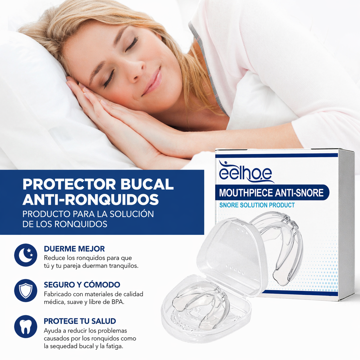 Dispositivo Bucal Antirronquidos para Uso Nocturno