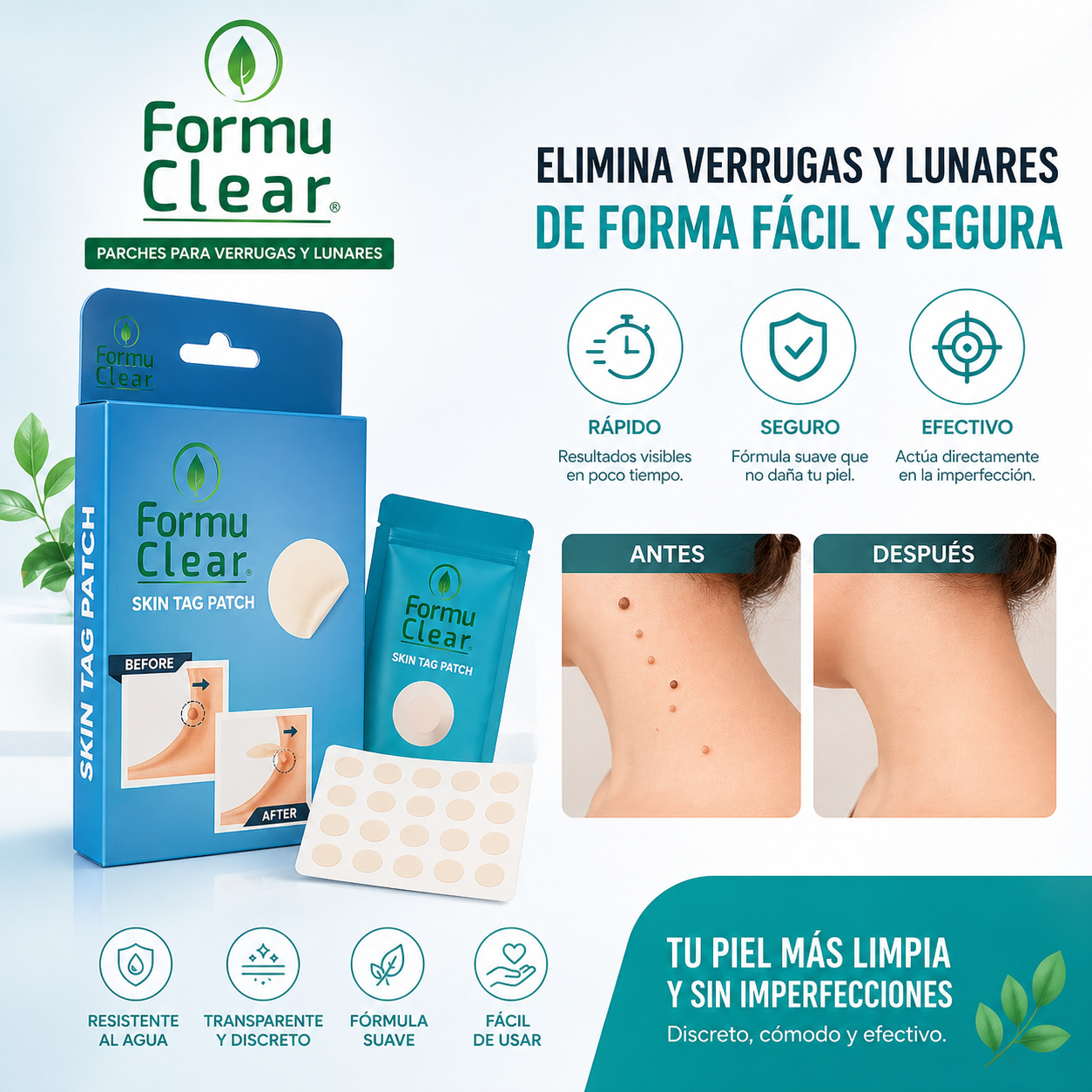 Parches para verrugas y lunares (108 unidades) – protección discreta