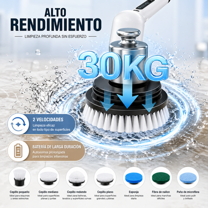 Cepillo eléctrico de limpieza multifuncional – limpia fácil y sin esfuerzo con 6 cabezales