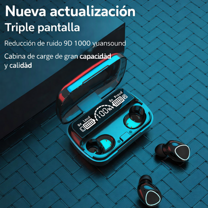 Audífonos inalámbricos M10 – sonido potente con estuche de carga y pantalla LED