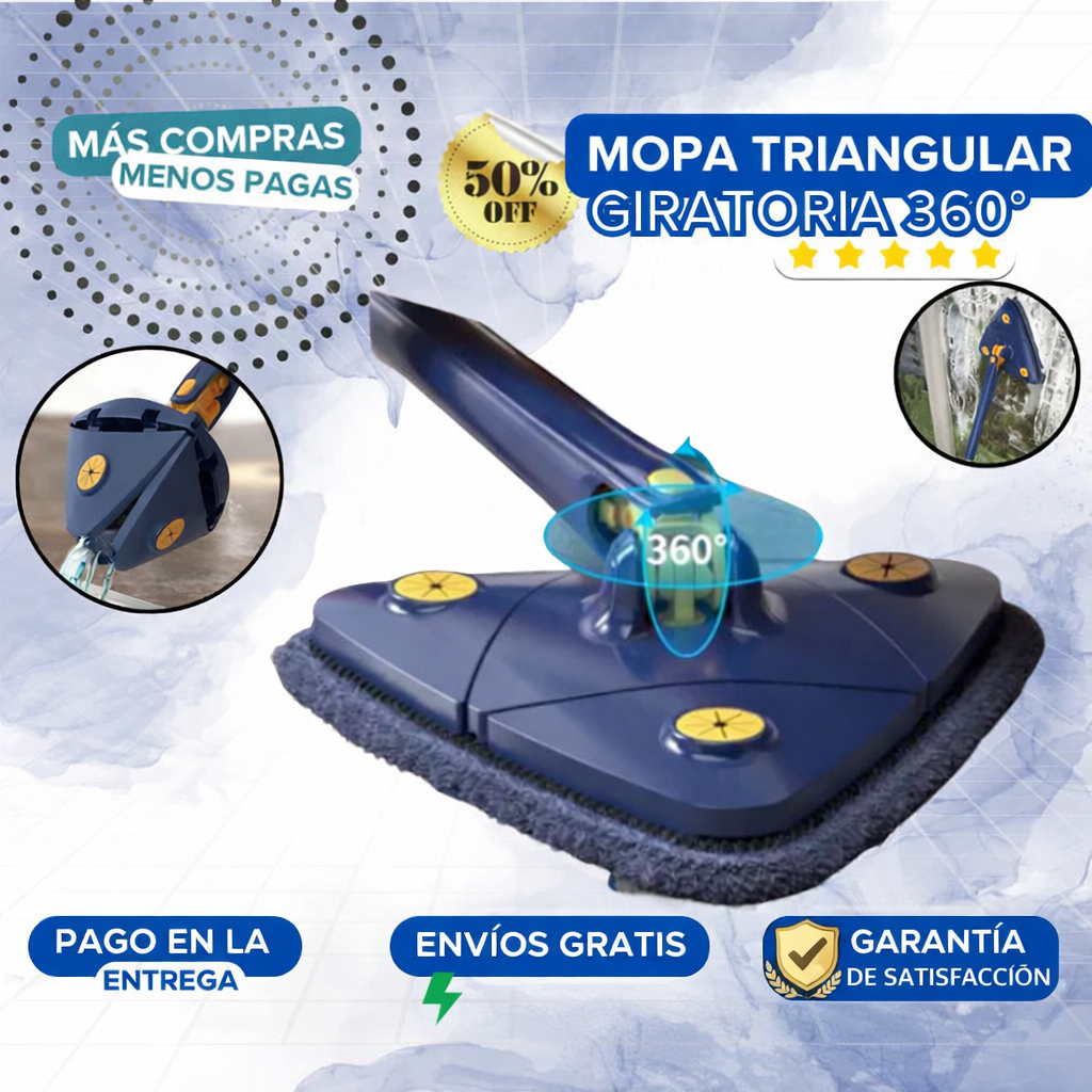 Trapero triangular giratorio 360° – limpia esquinas y lugares difíciles fácilmente