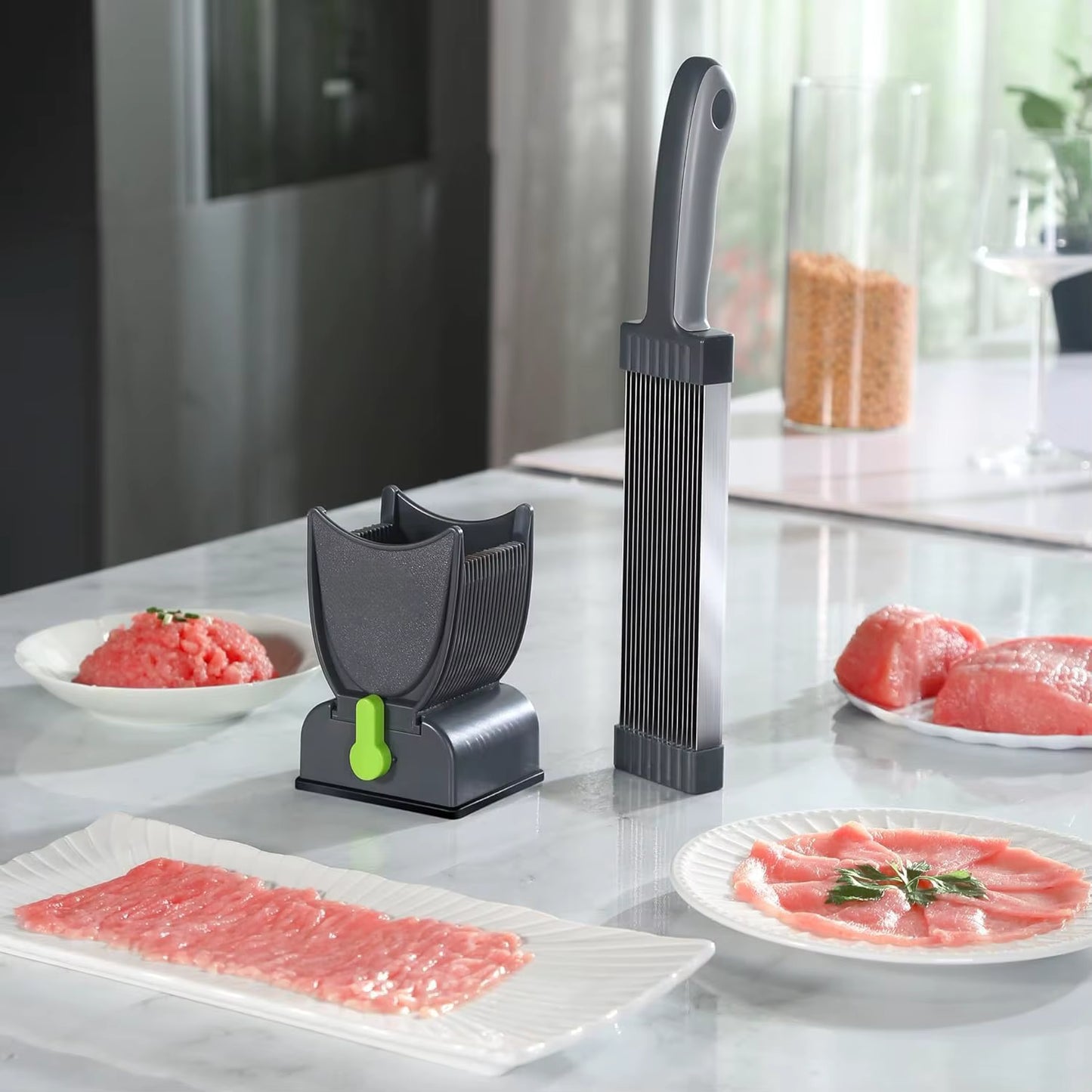 Rebanador de carne ajustable – cortes finos, uniformes y precisos en casa
