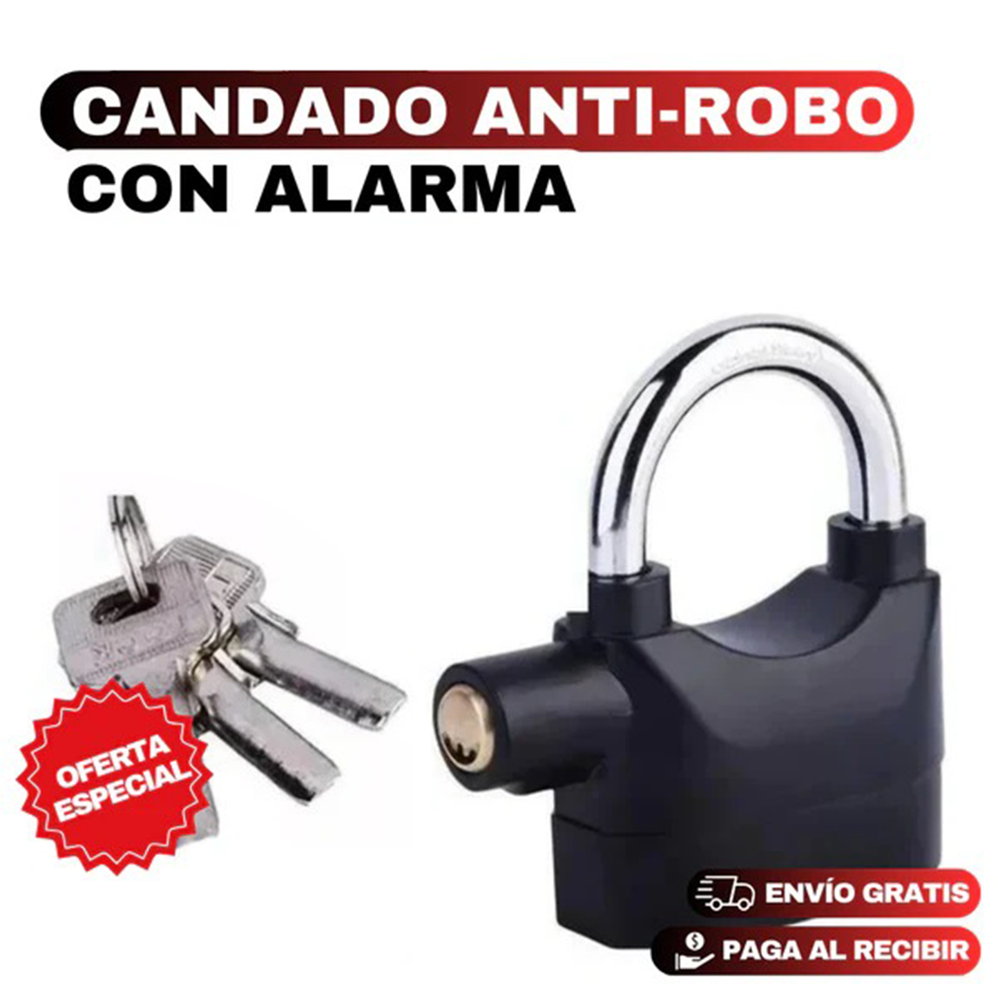 Candado🔏 con alarma de seguridad – Protección antirrobo con sirena🔊 potente