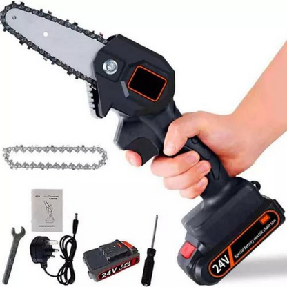 Mini motosierra portátil recargable – corta ramas y madera fácil con una sola mano