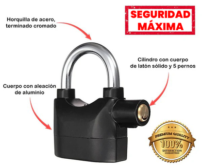 Candado🔏 con alarma de seguridad – Protección antirrobo con sirena🔊 potente