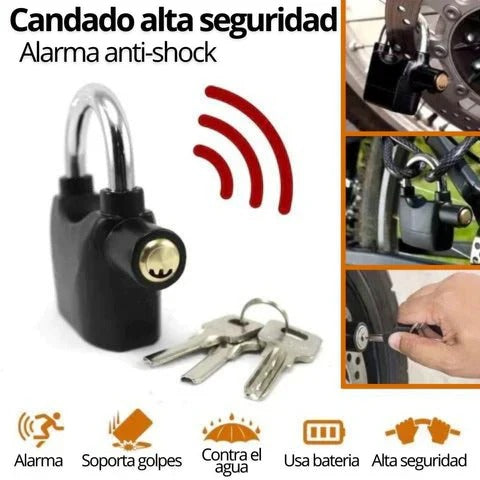 Candado🔏 con alarma de seguridad – Protección antirrobo con sirena🔊 potente