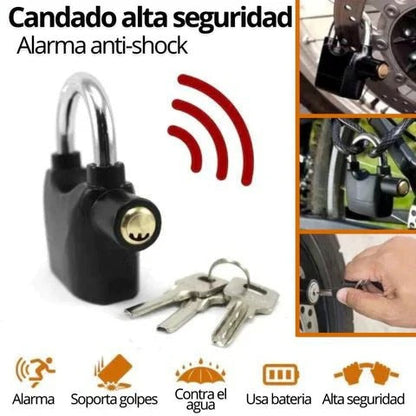 Candado🔏 con alarma de seguridad – Protección antirrobo con sirena🔊 potente