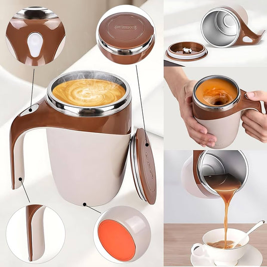 Taza Magnética Automezclable – Mezcla Café, Chocolate o Proteína en Segundos