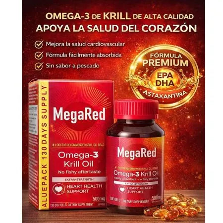 MegaRed Aceite de Krill Omega 3 – Apoyo Cardiovascular